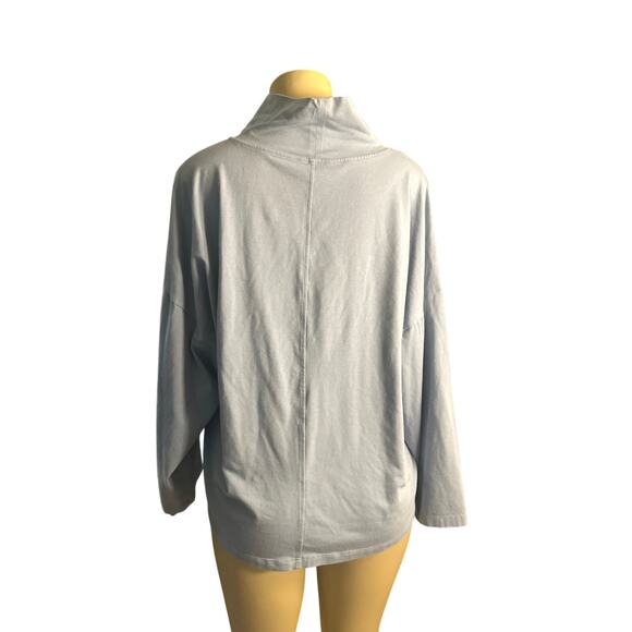Eileen Fisher Light Gray Blue Mock Neck Top XL - Picture 4 of 6